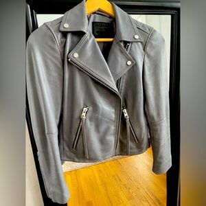 All Saints Dalby leather jacket, grey, size US 2, excellent condition